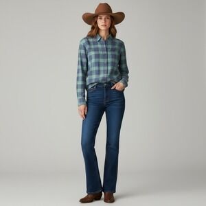 UNTUCKit Grenache Blue Green Plaid Button Up Size 18 Regular‎ Long Sleeve Casual